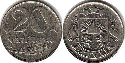 монета Латвия 