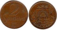 монета Латвия 2 сантима 1922