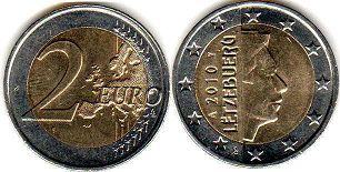 монета Люксембург 2 евро 2010