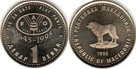 монета Македония 1 денар 1995