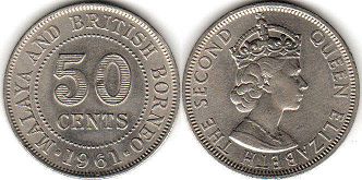 монета Малайя 50 центов 1961