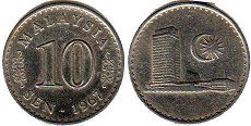 монета Малайзия 10 сен 1967