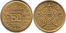 монета Марокко 50 сантимов 1945