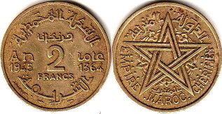 монета Марокко 2 франка 1945