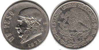 монета Мексика 1 песо 1971