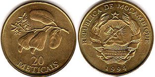 монета Мозамбик 20 метикал 1994