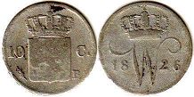монета Нидерланды 10 центов 1826