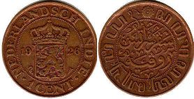 монета Голландская Ост-Индия 1 цент 1926