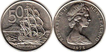 монета Новая Зеландия 50 центов 1975