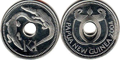 монета Папуа Новая Гвинея 1 кина 2004 