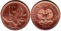 монета Папуа Новая Гвинея 1 тойя 2004