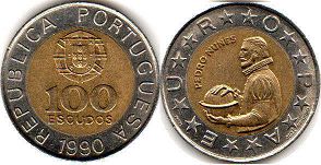 монета Португалия 100 эскудо 1990