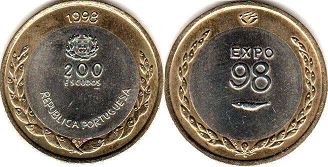 монета Португалия 200 эскудо 1998