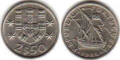 монета Португалия 2,5 эскудо 1985