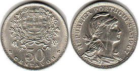 монета Португалия 50 сентаво 1967