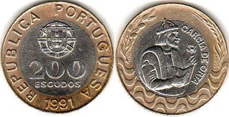 монета Португалия 200 эскудо 1991