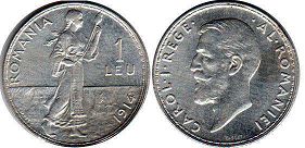 монета Румыния 1 лея 1914