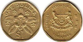 монета Сингапур 1 доллар 1995