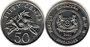монета Сингапур 50 центов 2011