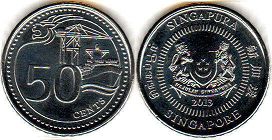 монета Сингапур 50 центов 2013
