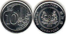 монета Сингапур 10 центов 2013