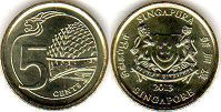 монета Сингапур 5 центов 2013
