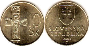 монета Словакия 10 крон 2003
