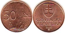 монета Словакия 50 геллеров 2006