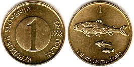 монета Словения 1 толар 1998