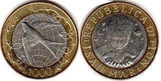 монета Сан-Марино 1000 лир 2000