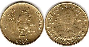 монета Сан-Марино 200 лир 1997