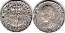 монета Испания 50 сентимо 1892