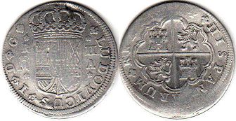 монета Испания 2 реала 1724