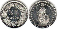 монета Швейцария 1/2 франка 2009