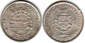 монета Тимор 60 сентаво 1958