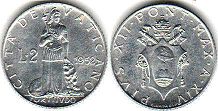 монета Ватикан 2 лиры 1952