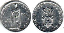 монета Ватикан 1 лира 1952