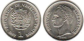 монета Венесуэла 1 боливар 1989