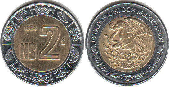 Мексика монета 2 песо 1994