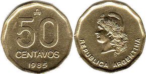 монета Аргентина 50 сентаво 1988