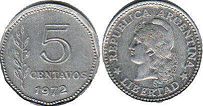 монета Аргентина 5 сентаво 1972