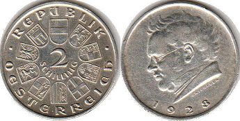 монета Австрия 2 шиллинга 1928