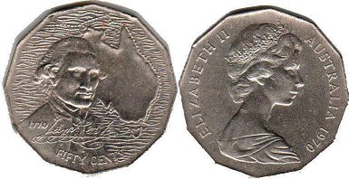 монета Австралия 50 центов 1970
