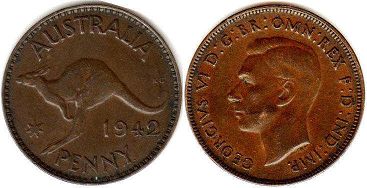 монета Австралия 1 пенни 1942