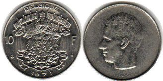монета Бельгия 10 франков 1971