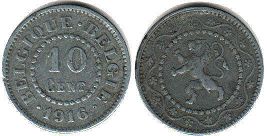 монета Бельгия 10 сантимов 1916