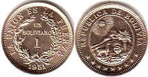 монета Боливия 1 боливиано 1951