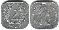 монета Восточно-Карибcкие Государства 2 цента 1981