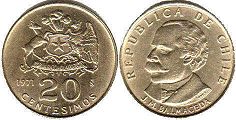 монета Чили 20 сентесимо 1971