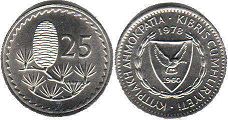 монета Кипр 25 милс 1978